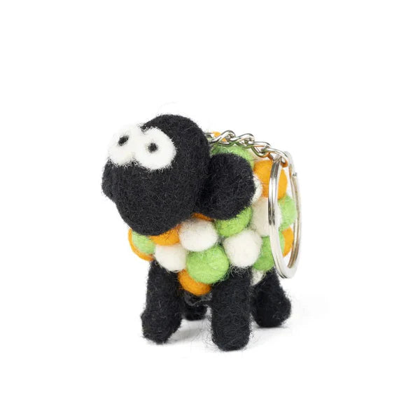 Felt Wool Standing Tricolour Sheep Keyring