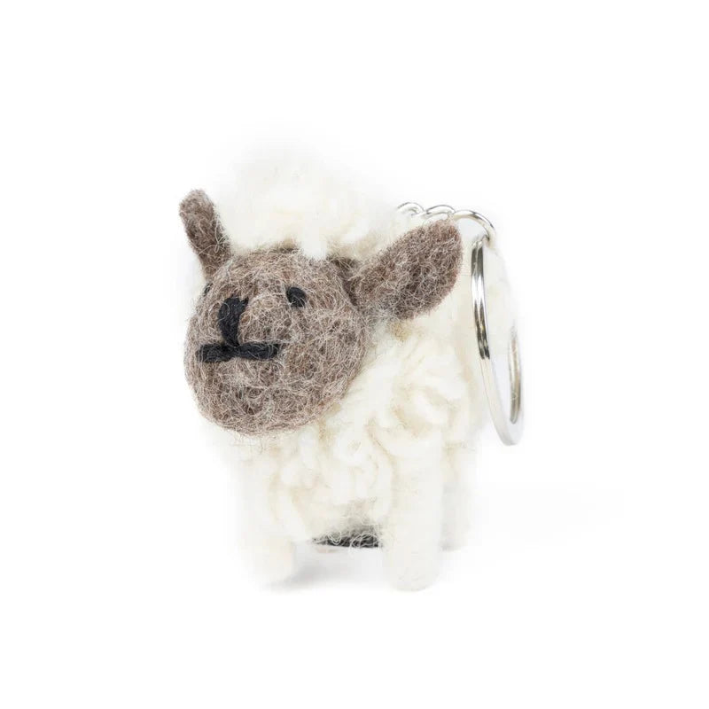 Knitted Wool Standing Sheep Keyring W