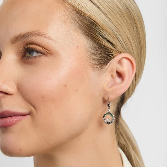 CONNEMARA MARBLE CLADDAGH DROP EARRINGS