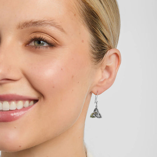 CONNEMARA MARBLE CELTIC TRINITY KNOT DROP EARRINGS