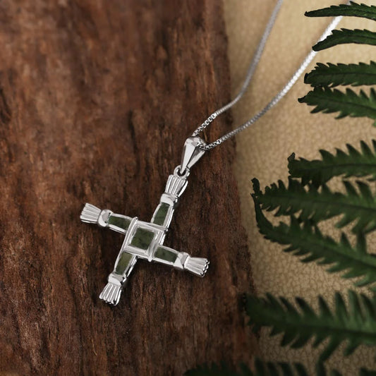 CONNEMARA MARBLE ST BRIGIDS CROSS NECKLACE