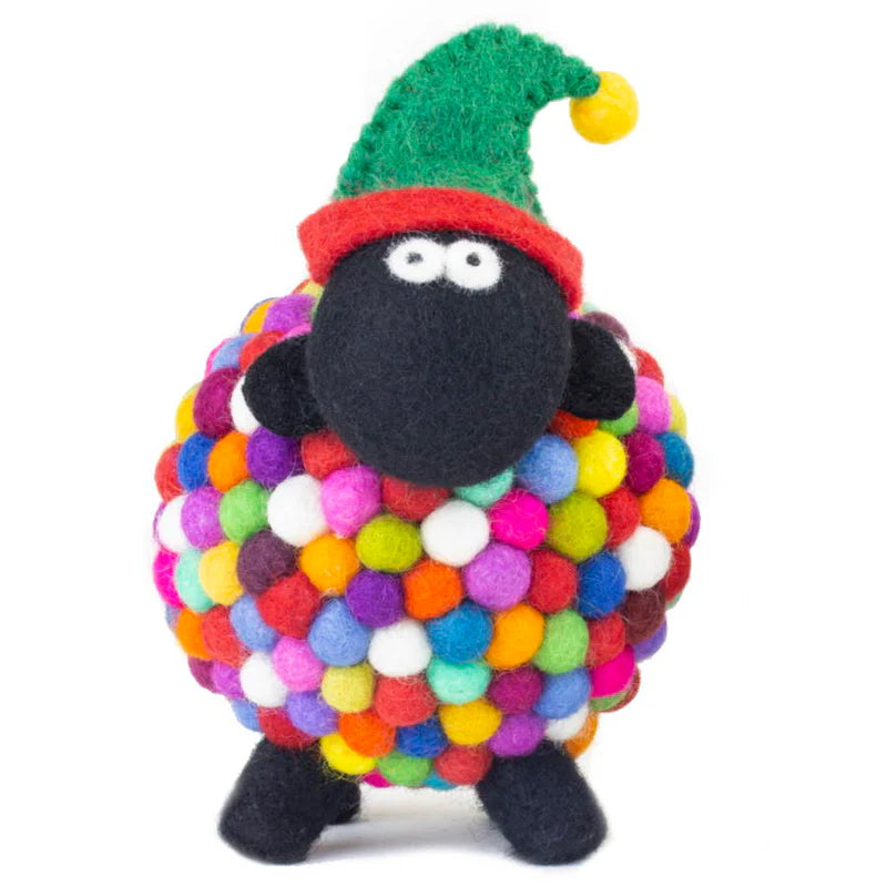 Felt Sheep Collectible with Elf Hat Large