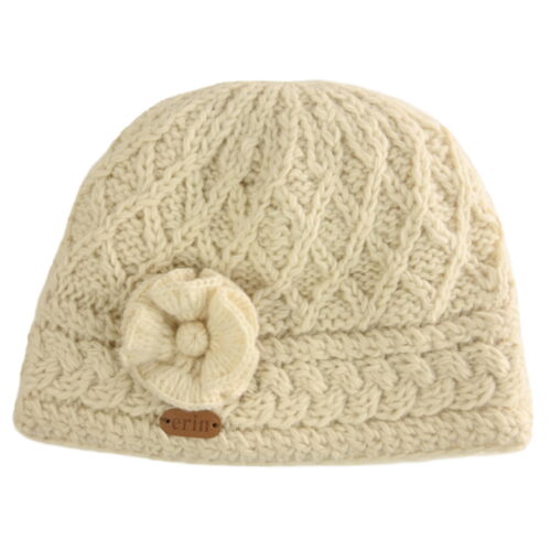 Aran Trellis Design Pullon Hat White