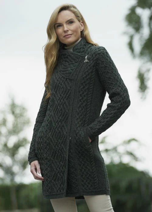CABLE KNIT SIDE ZIP COAT Z4631