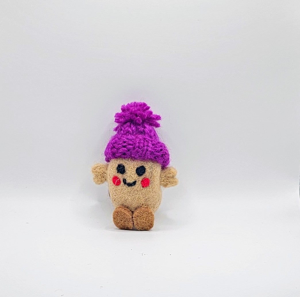 Potato Magnet Purple Knitted Bobble