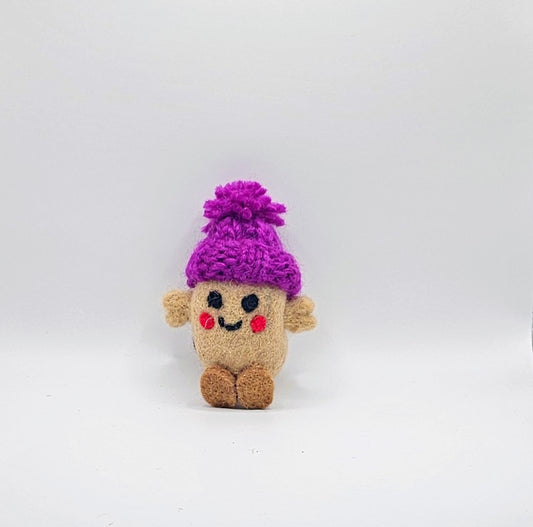 Potato Magnet Purple Knitted Bobble