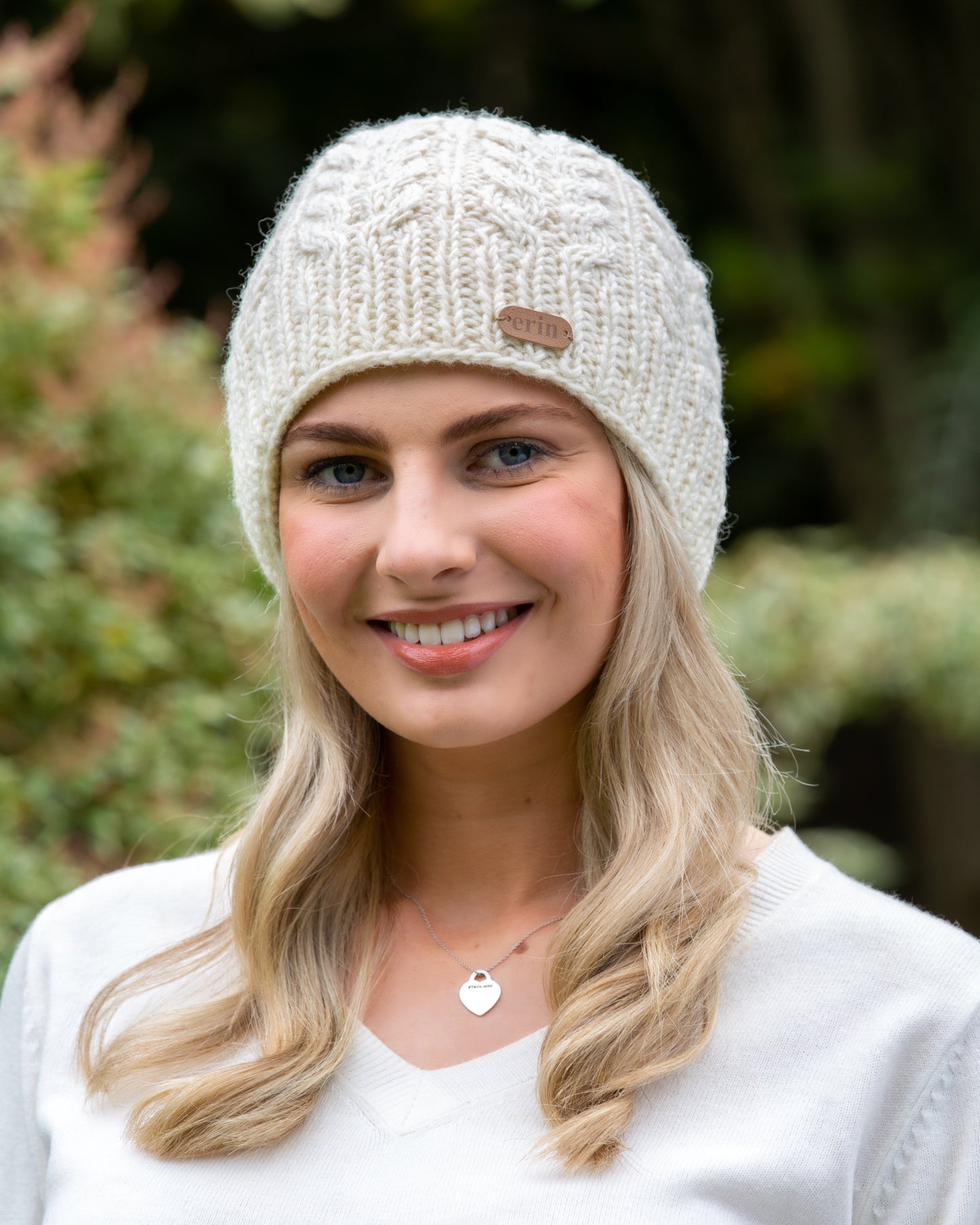 Aran Cable Pullon Hat White