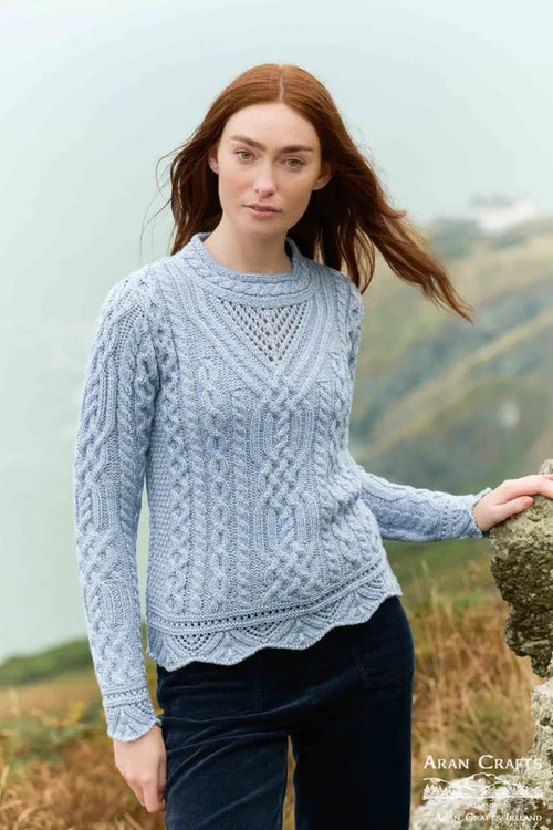 SCALLOP LACE STITCH SWEATER C5586