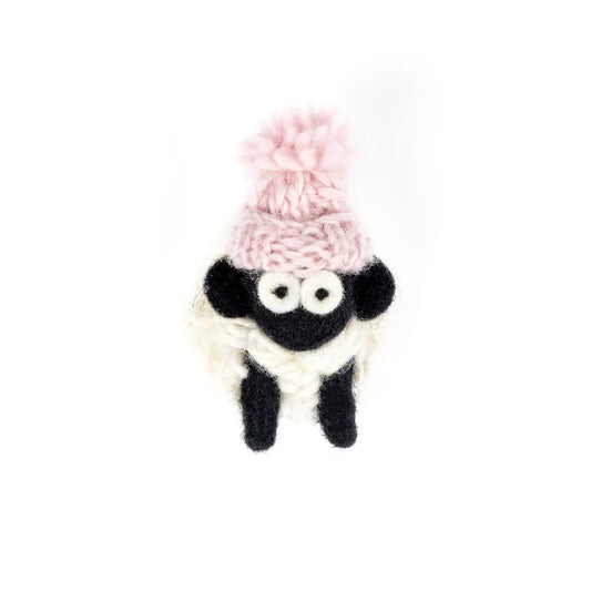 Sheep  Magnet Bobble Hat Knitted Pink