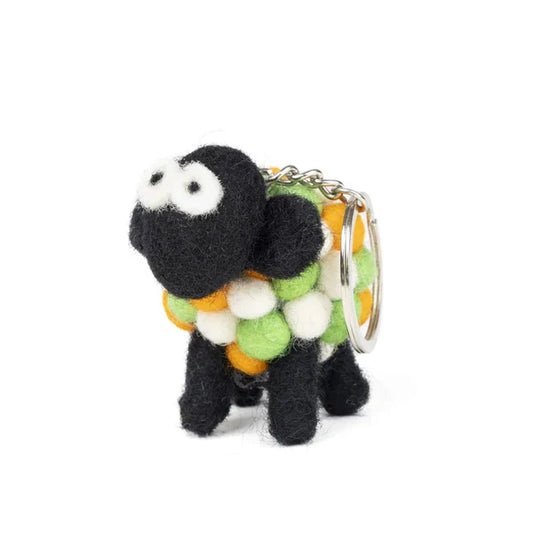 Felt Wool Standing Tricolour Sheep Keyring