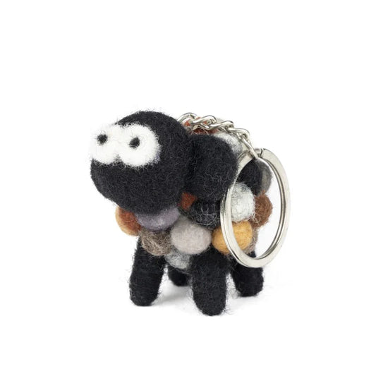 Felt Wool Standing Natural Sheep Keyring