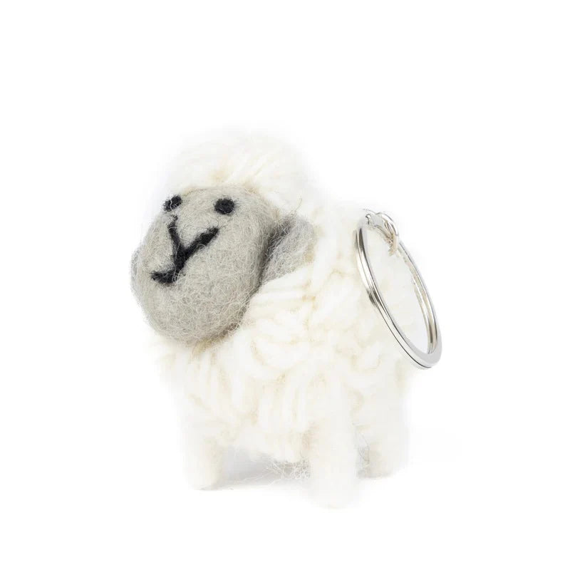 Knitted Wool Standing Sheep Grey Faced Keyring