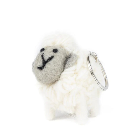 Knitted Wool Standing Sheep Grey Faced Keyring
