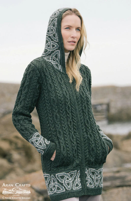 CELTIC JACQUARD HOODED COAT HD5464