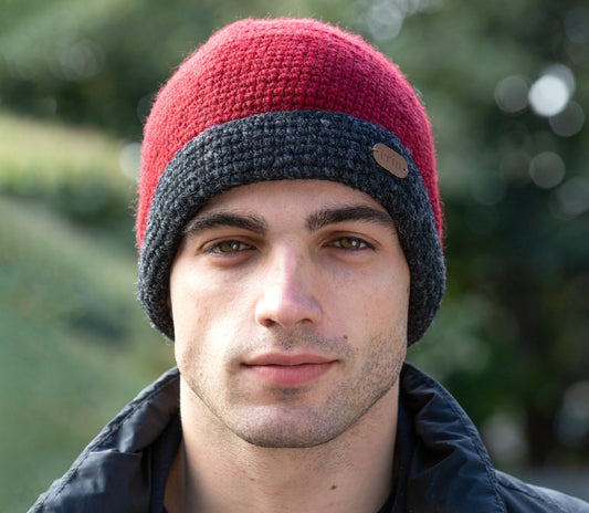 Crochet Turn up Hat Red