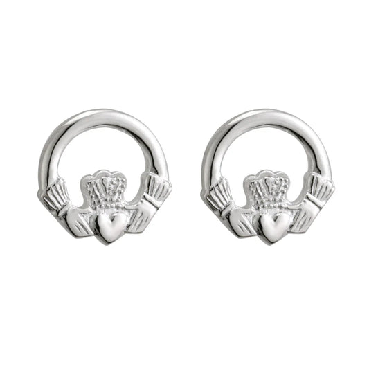 STERLING SILVER SMALL CLADDAGH STUD EARRINGS