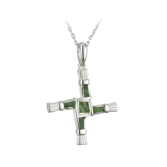 CONNEMARA MARBLE ST BRIGIDS CROSS NECKLACE