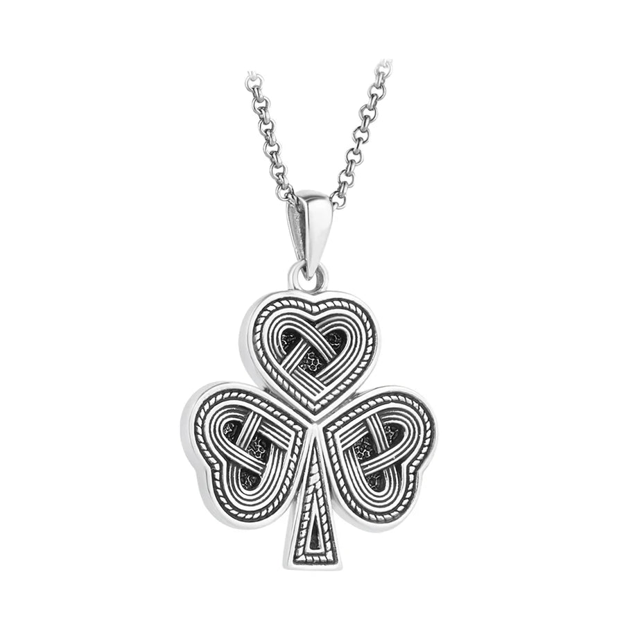 STERLING SILVER OXIDISED CELTIC SHAMROCK NECKLACE