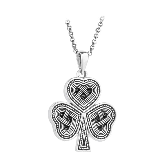 STERLING SILVER OXIDISED CELTIC SHAMROCK NECKLACE