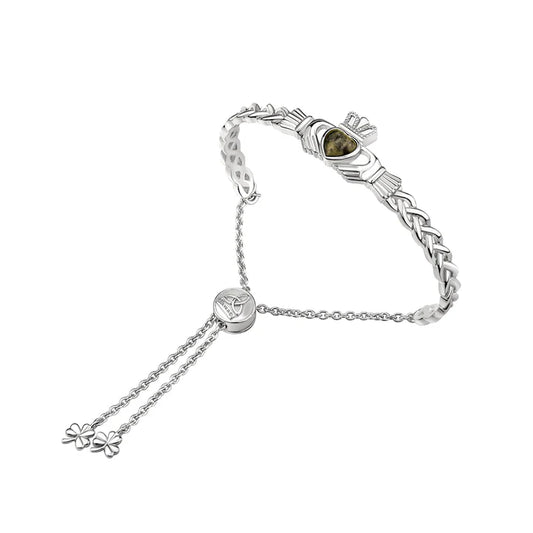 CONNEMARA MARBLE SILVER CLADDAGH BRACELET