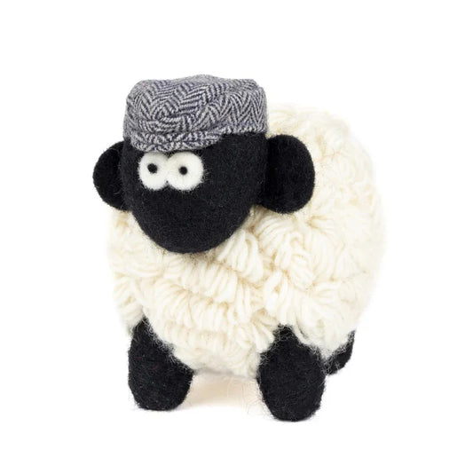 Knitted Sheep Collectible Mountain with Blue Flat Cap XLarge