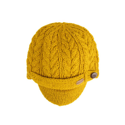 Aran Cable Peak Hat Mustard PK927