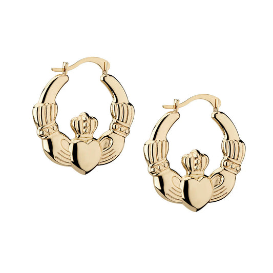 GOLD CLADDAGH HOOP EARRINGS