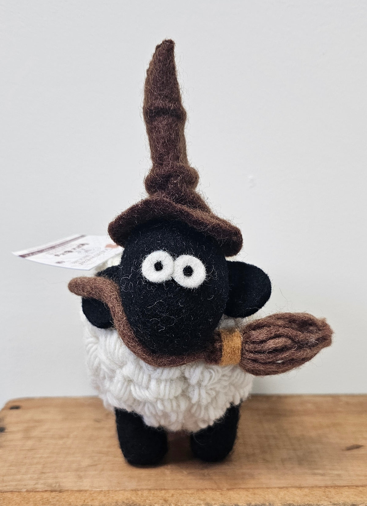 Knitted Collectible Wizard Sheep with Broom