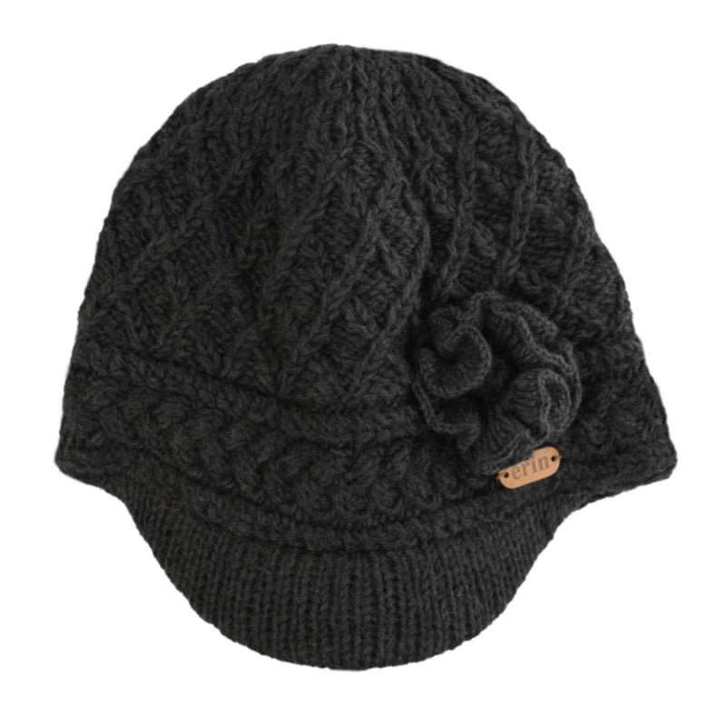 Aran Trellis Design Peak Hat Charcoal