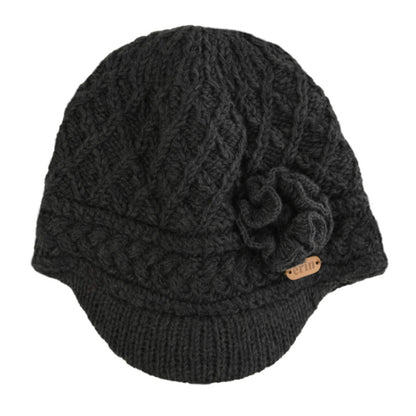 Aran Trellis Design Peak Hat Charcoal